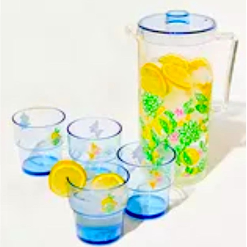 NWT Lilly Pulitzer lemonade 
 Floral Pitcher Set with Glasses